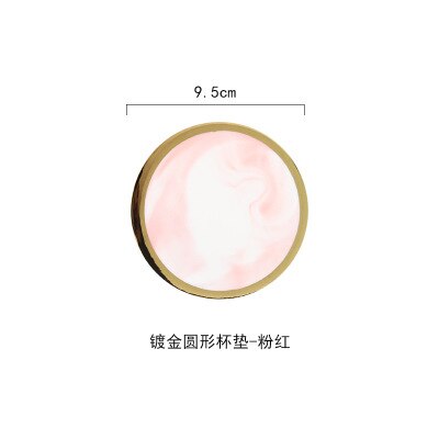 Luxury Unique Marble Pink Gold Ceramic Placemat Coaster Porcelain Mats Pads - Tech Mall
