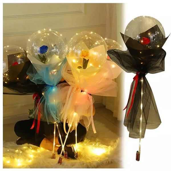 LED DIY Luminous Balloon Rose Bouquet Christmas Decorate Gift Home Wedding Decor Ball Rose Valentines Day Gift Birthday Party - Tech Mall