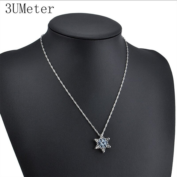 Blue Crystal Snowflake Charm Necklaces & Pendants - Tech Mall