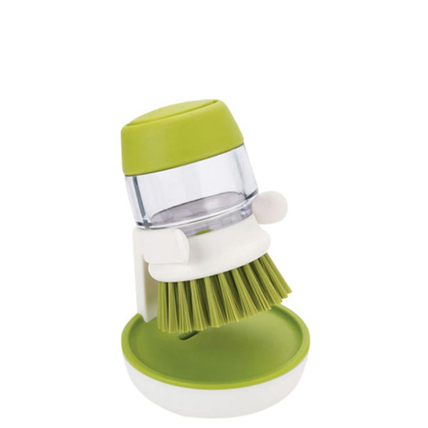 GQIYIBBEI 1PCS/Palm Scrub Dish Brush with Washing Up Liquid Soap Dispenser Storage Stand Kitchen Cleaning Tools Cleaning Brush - Tech Mall