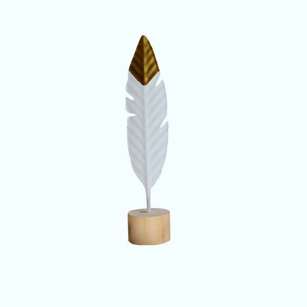 Modern Iron Feather Wooden Base Decorations - Tech Mall