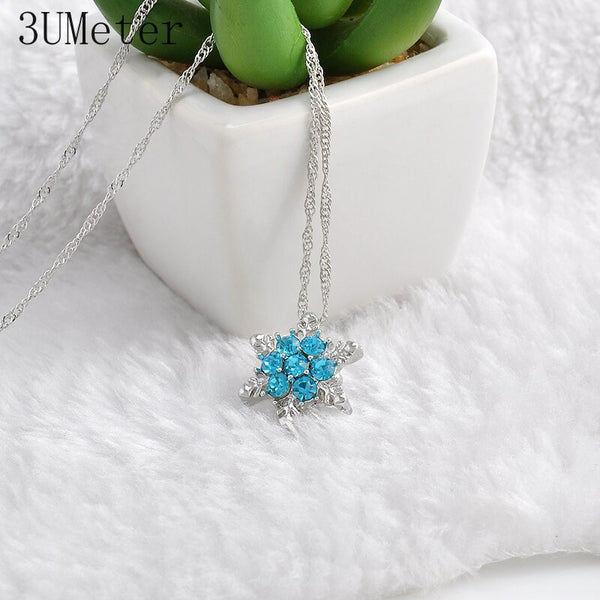 Blue Crystal Snowflake Charm Necklaces & Pendants - Tech Mall