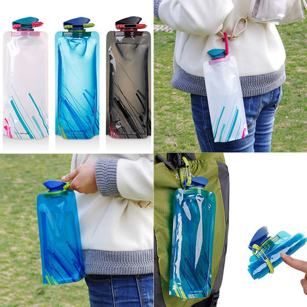 Reusable 700mL Sports Travel Portable Collapsible Folding Drink Water Bottle - Tech Mall