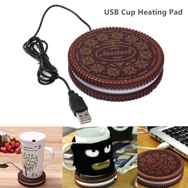 USB-POWERED UK Mat Cup Warmer Milk Heater Coffee Mug Drink Coaster Tea Insulation USB Mug Heating Pad COOKIE Design Cup - Tech Mall