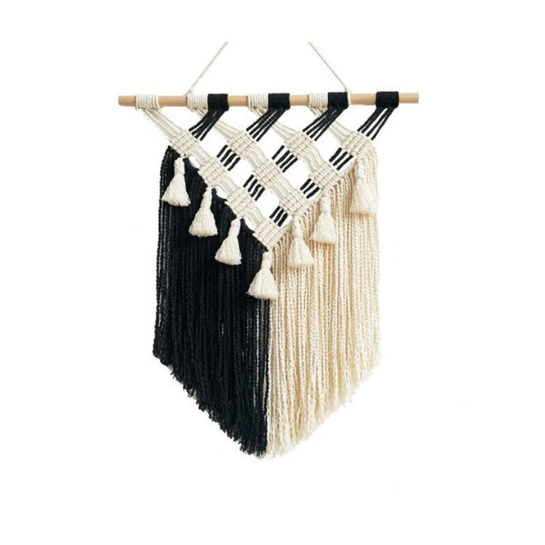 Hand-woven Tapestry Wall Hanging Fringed Macrame Wall Tapestry Boho Decor Living Room Bedroom Headboard Wall Decoration - Tech Mall